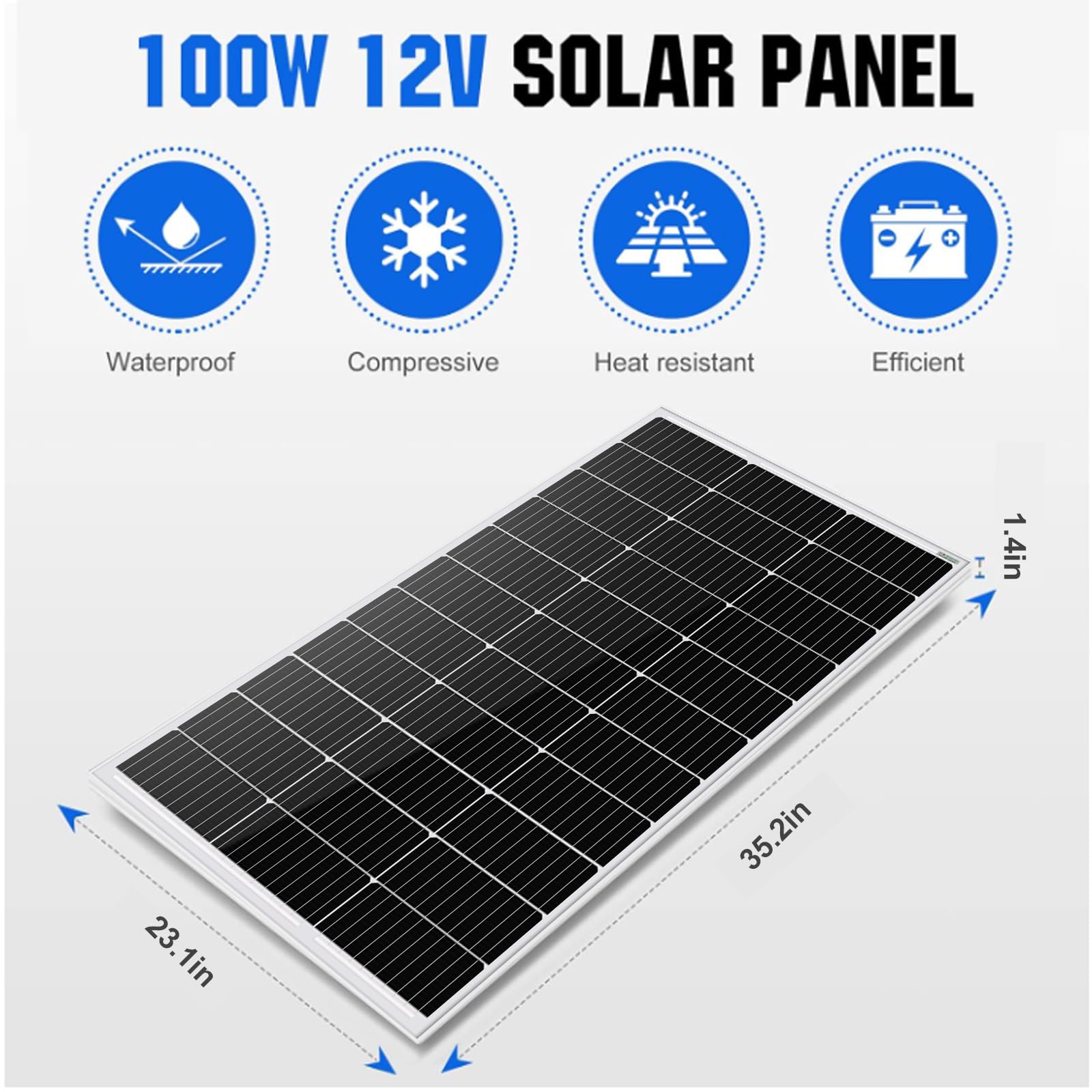 ECO-WORTHY 100 Watt 12 Volt Solar Panel Kit for RV Battery Boat Trailer Cabin Garden Shed Home: 100W Solar Panel+30A PWM Charge Controller+ Tray Cable + Z Mounting Brackets - Image 4