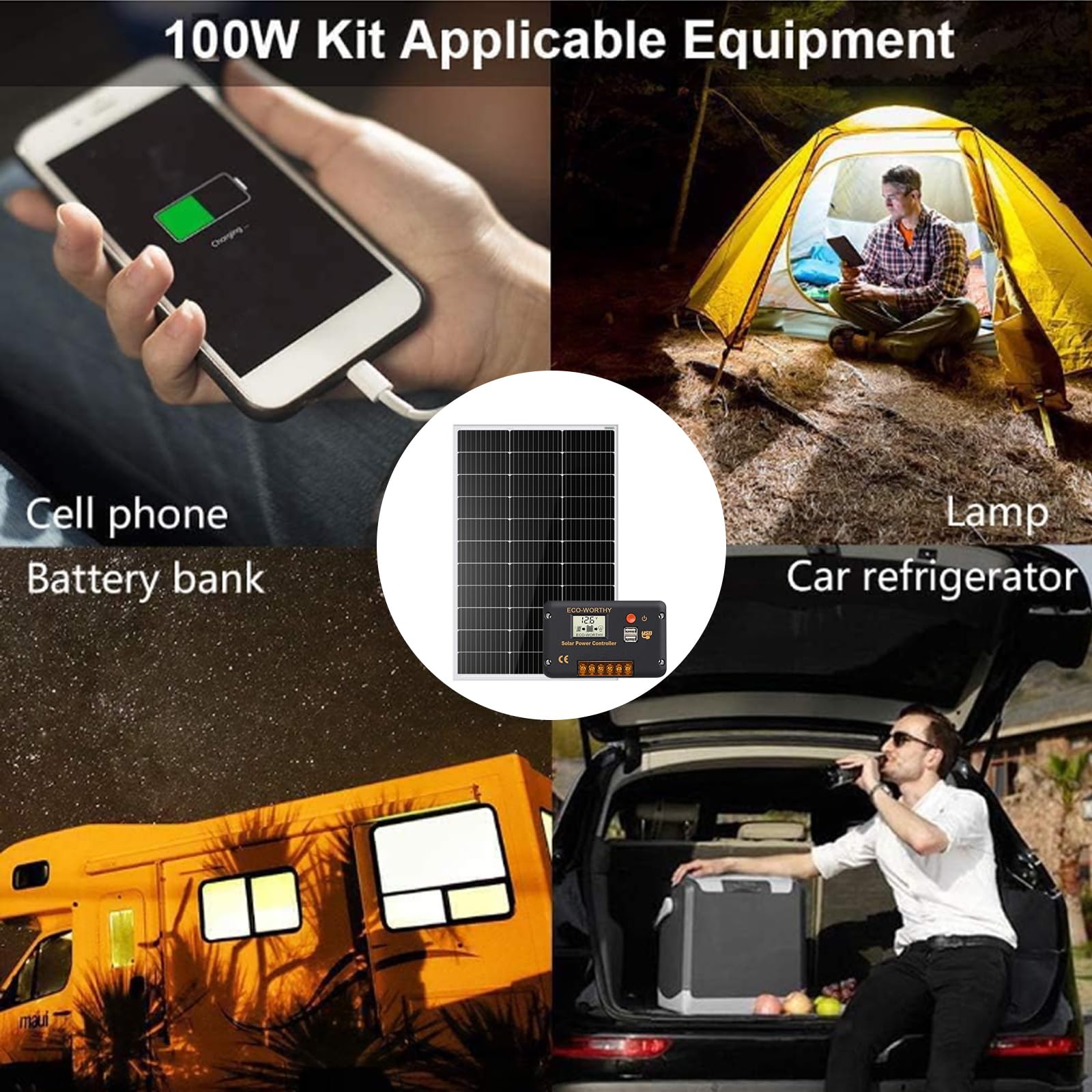 ECO-WORTHY 100 Watt 12 Volt Solar Panel Kit for RV Battery Boat Trailer Cabin Garden Shed Home: 100W Solar Panel+30A PWM Charge Controller+ Tray Cable + Z Mounting Brackets - Image 7