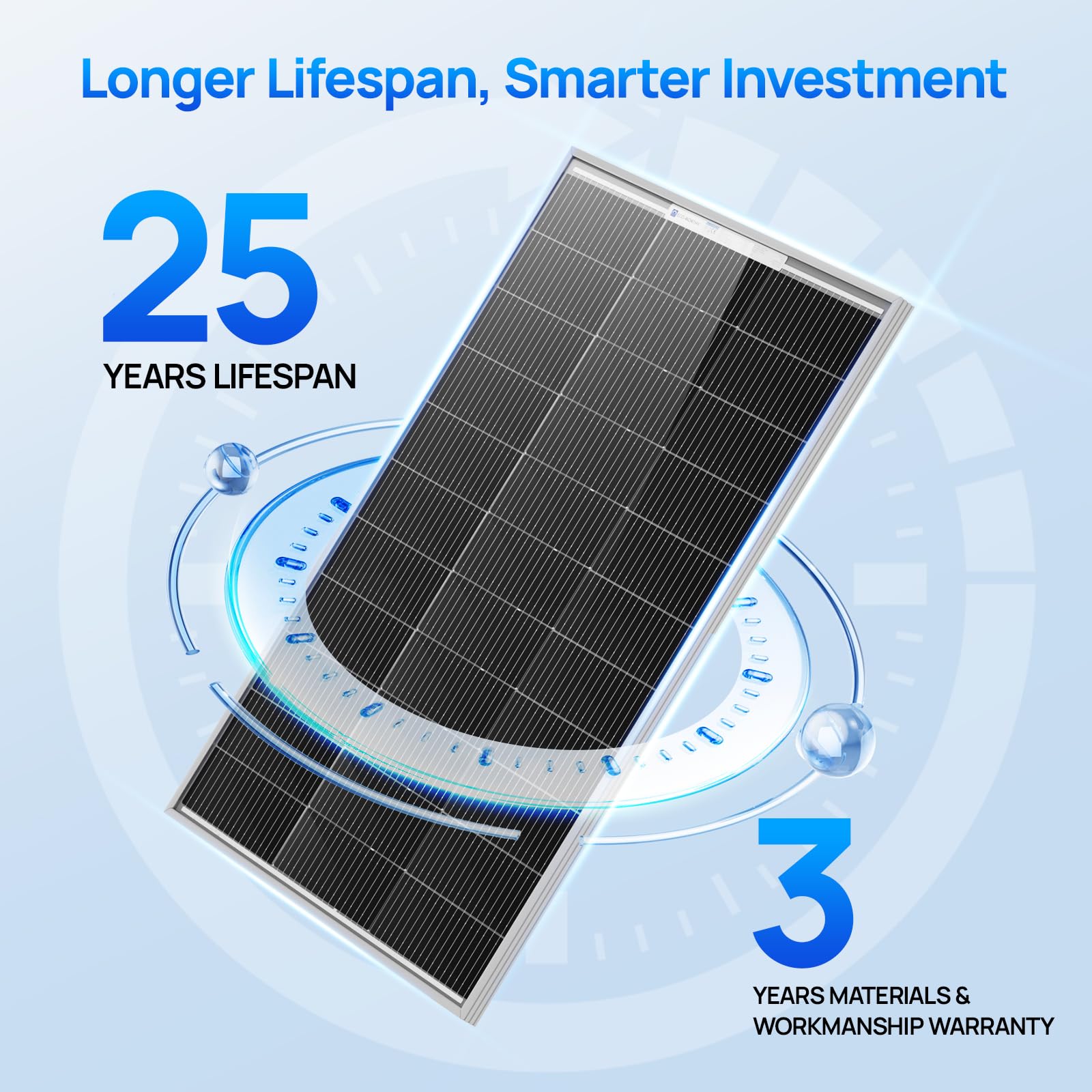 ECO-WORTHY 100W Solar Panel N-Type, 12V 100 Watt Solar Panel with 25% Efficiency Monocrystalline PV Module,N-Type 16BB Solar Panels for RV,Marine, Rooftop,Trailer Camper,Farm and Other Off-Grid System - Image 8