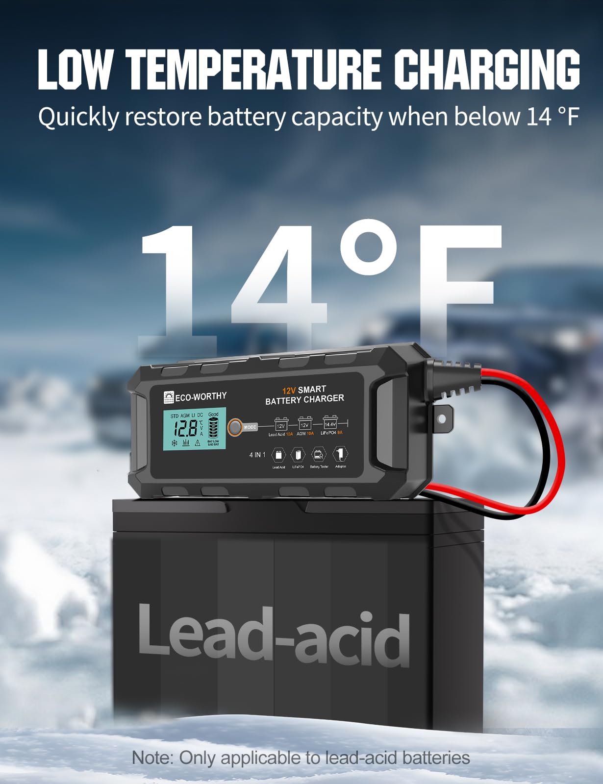 ECO-WORTHY 12V 100Ah LiFePO4 Battery with 10A Smart Lithium Battery Charger, Built-in BMS, 4000+ Deep Cycles, for RV, Marine, Solar Off-Grid System, Household, Group 31 Batteries - Image 4