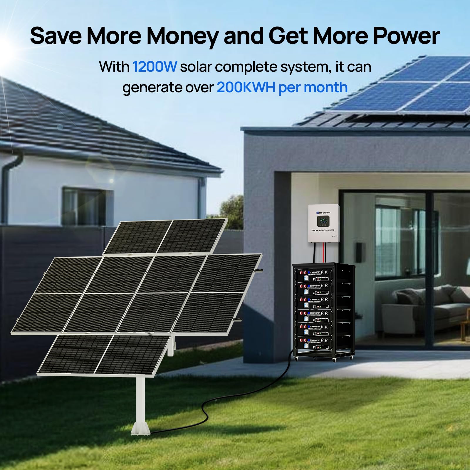 ECO-WORTHY 1200W Solar Tracker System: 6pcs 195W Monocrystalline Solar Panels, Dual-Axis Solar Tracking Kit with Tracker Controller for Shed Farm Yard Hut Field and Any Off-Grid - Image 6