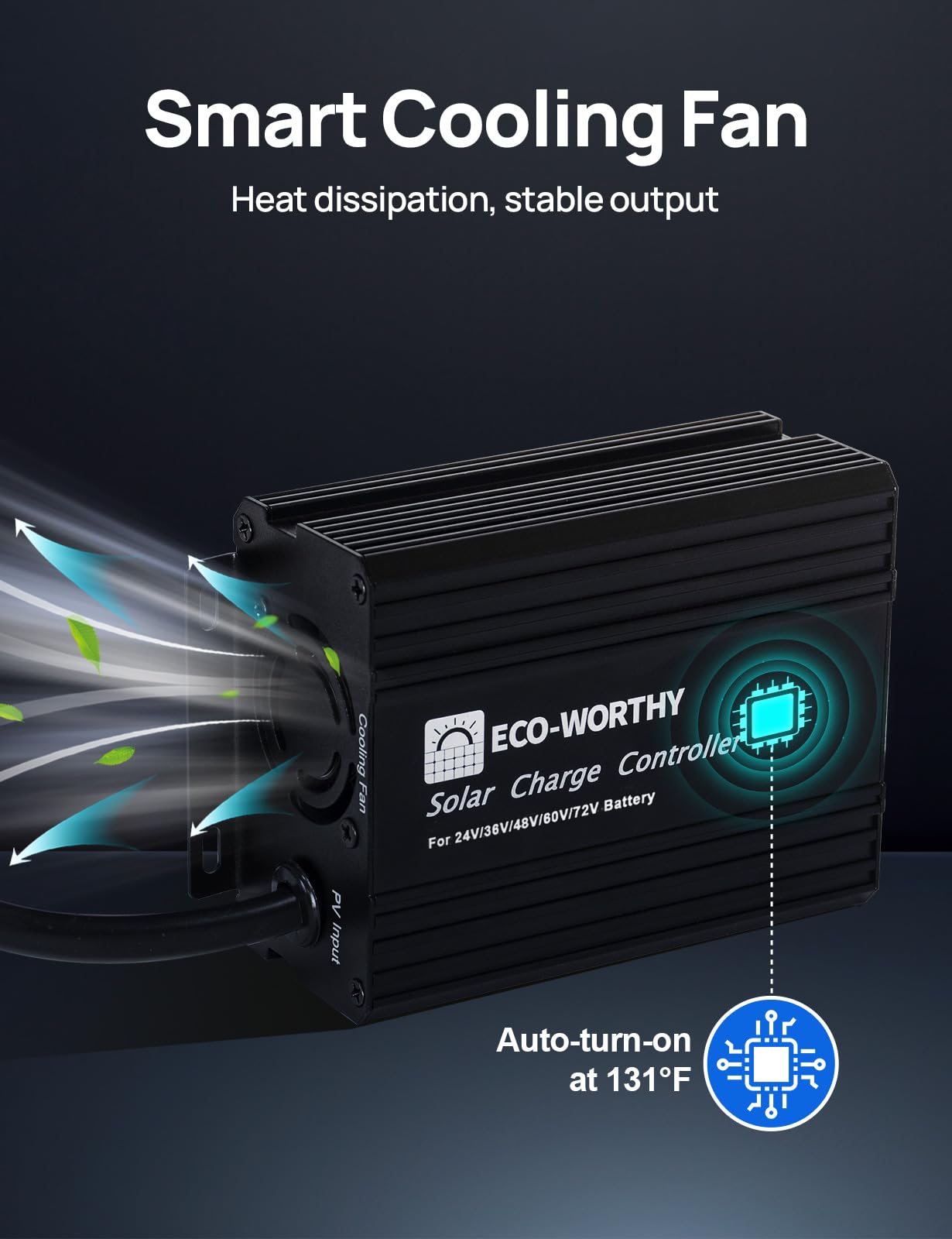 ECO-WORTHY 12A Boost MPPT Solar Charge Controller Solar Panel Regulator for 48V/60V/72V Lead-Acid, LiFePO4, Gel, Flooded Batteries .etc in Golf Cart Electric Vehicles and Solar System - Image 5