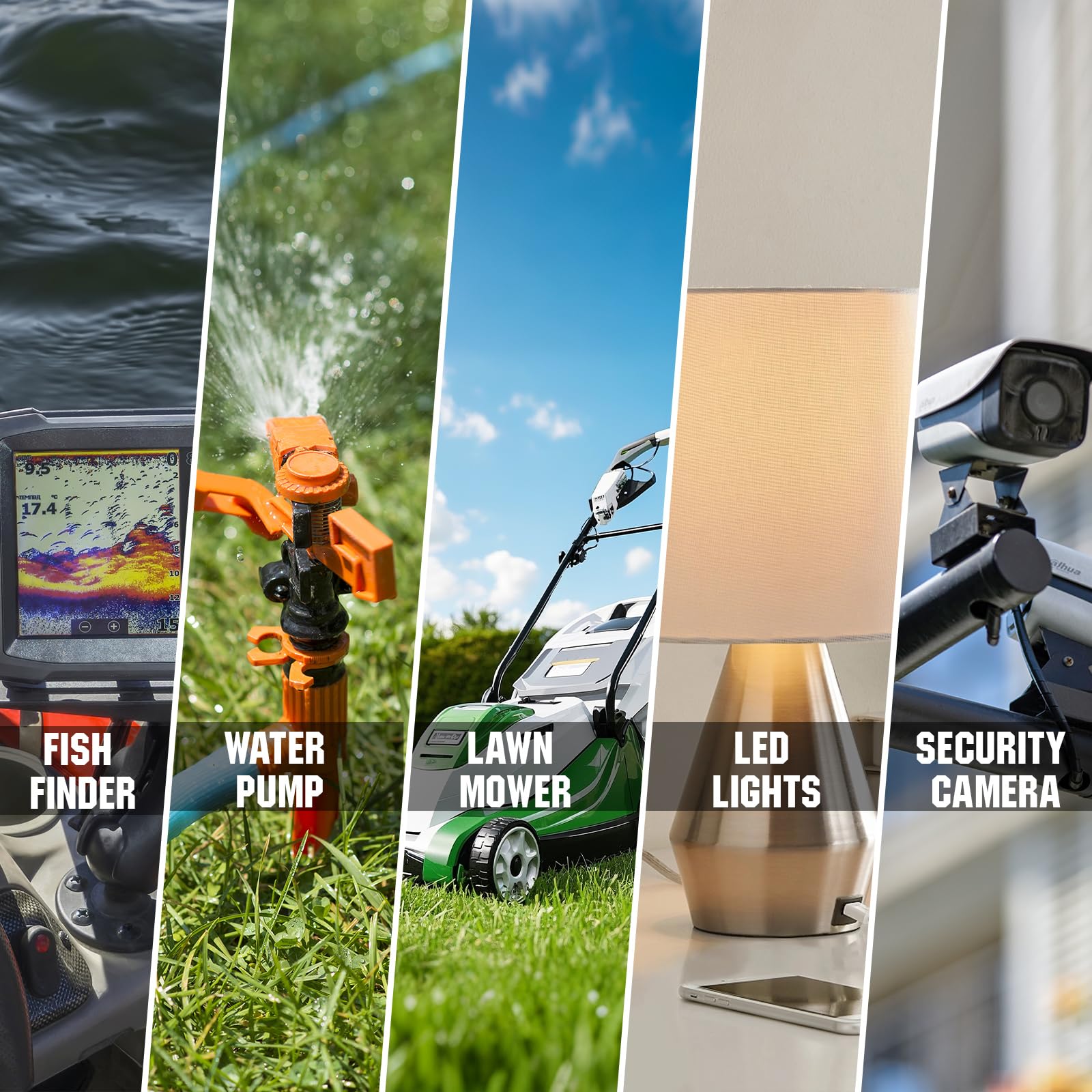 ECO-WORTHY 12V 10Ah Lithium LiFePO4 Deep Cycle Battery with 3000+ Cycles, Built-in BMS, Perfect for Fishfinder, Lighting, Back Up Power - Image 8