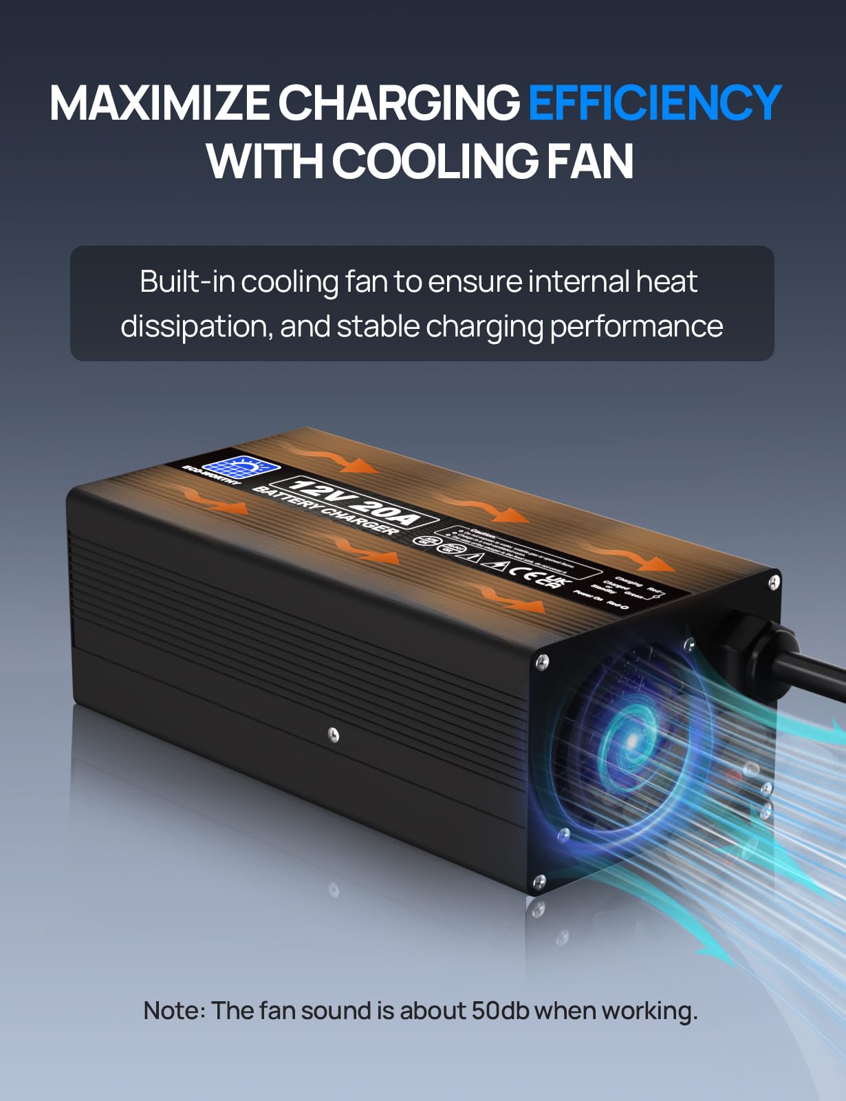 ECO-WORTHY 12V 20A Lithium Battery Charger 14.6V LiFePO4 Battery Charger with Anderson Connector Automatic Smart & Maintenance for Deep Cycle Rechargeable Battery Boat RV - Image 5