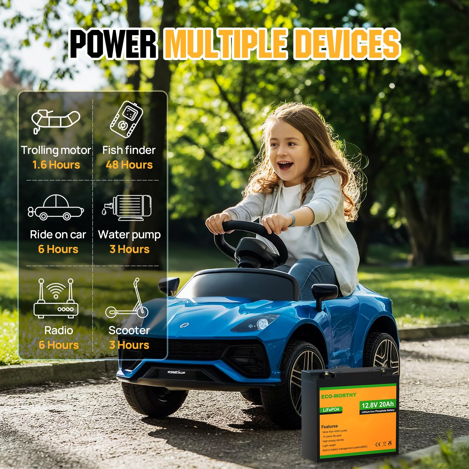 ECO-WORTHY 12V 20Ah Lithium Battery and 12V 5A Automatic Smart Battery Charger and Maintainer - Image 4