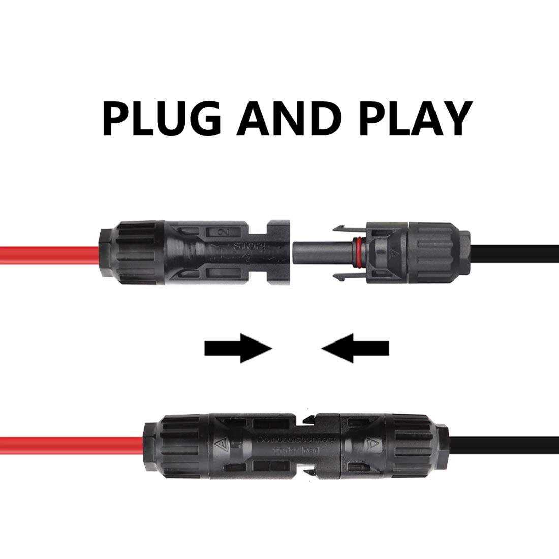 ECO-WORTHY 16FT 11AWG Solar Cable with Female and Male Connector Solar Panel Adaptor Kit Tool Extension Wire with Connector (16FT Red + 16FT Black) - Image 4