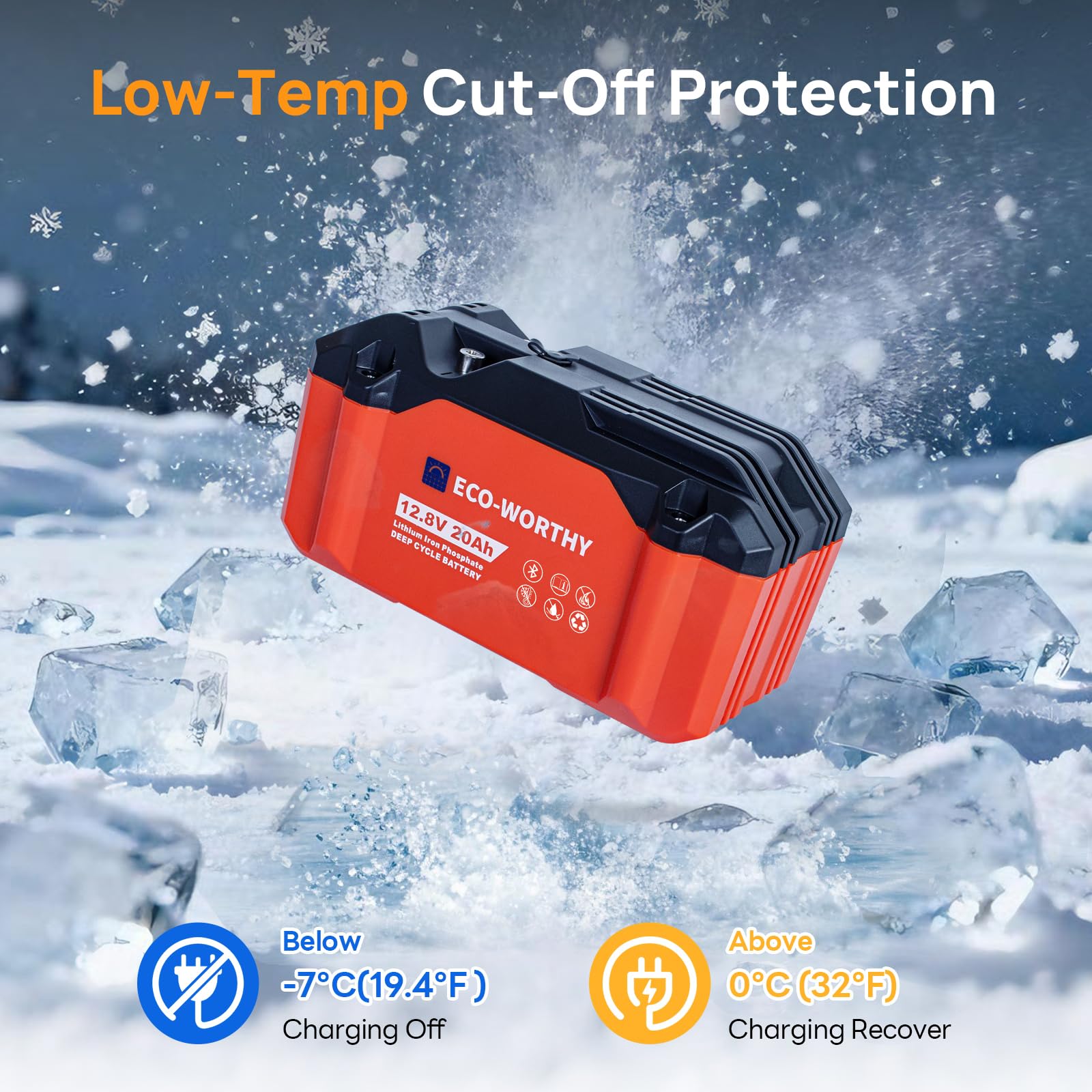 ECO-WORTHY 2 Pack Portable 12V 20AH LiFePO4 Battery, Lithium Deep Cycle Rechargeable Battery, Built-in BMS, 4000+ Cycles,Perfect for Outdoor Camping Fishing Marine Trolling Motor Fishfinder RV - Image 3