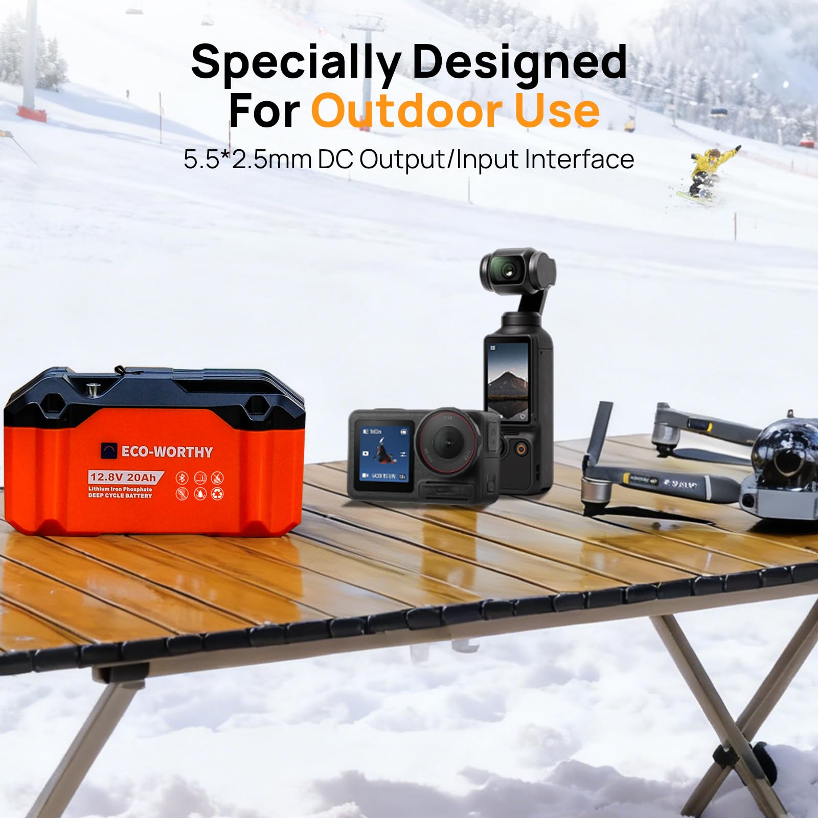 ECO-WORTHY 2 Pack Portable 12V 20AH LiFePO4 Battery, Lithium Deep Cycle Rechargeable Battery, Built-in BMS, 4000+ Cycles,Perfect for Outdoor Camping Fishing Marine Trolling Motor Fishfinder RV - Image 5