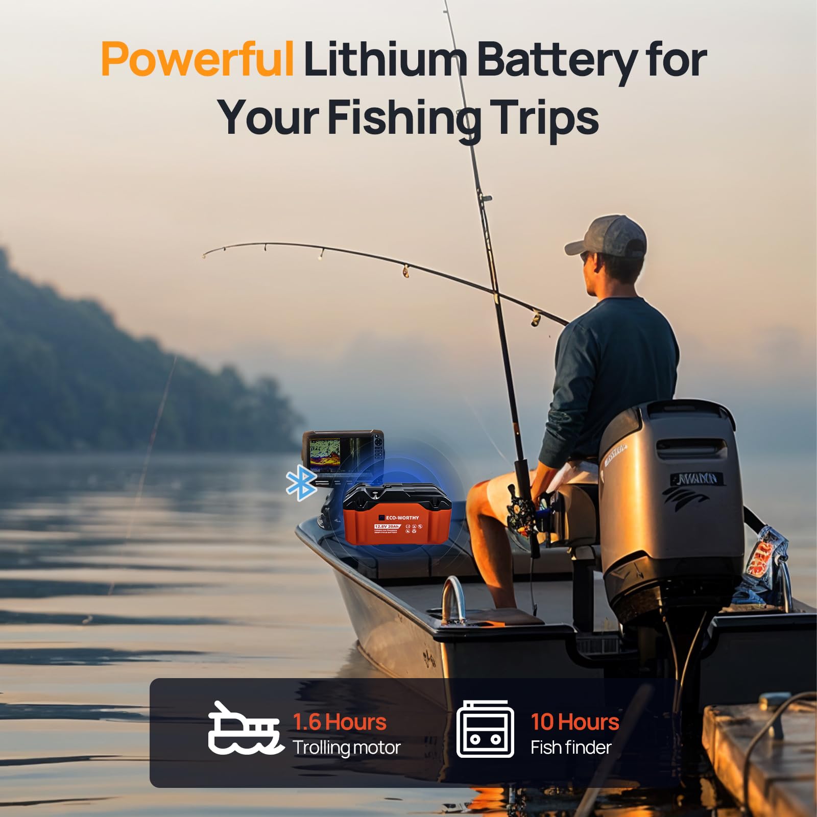 ECO-WORTHY 2 Pack Portable 12V 20AH LiFePO4 Battery, Lithium Deep Cycle Rechargeable Battery, Built-in BMS, 4000+ Cycles,Perfect for Outdoor Camping Fishing Marine Trolling Motor Fishfinder RV - Image 6