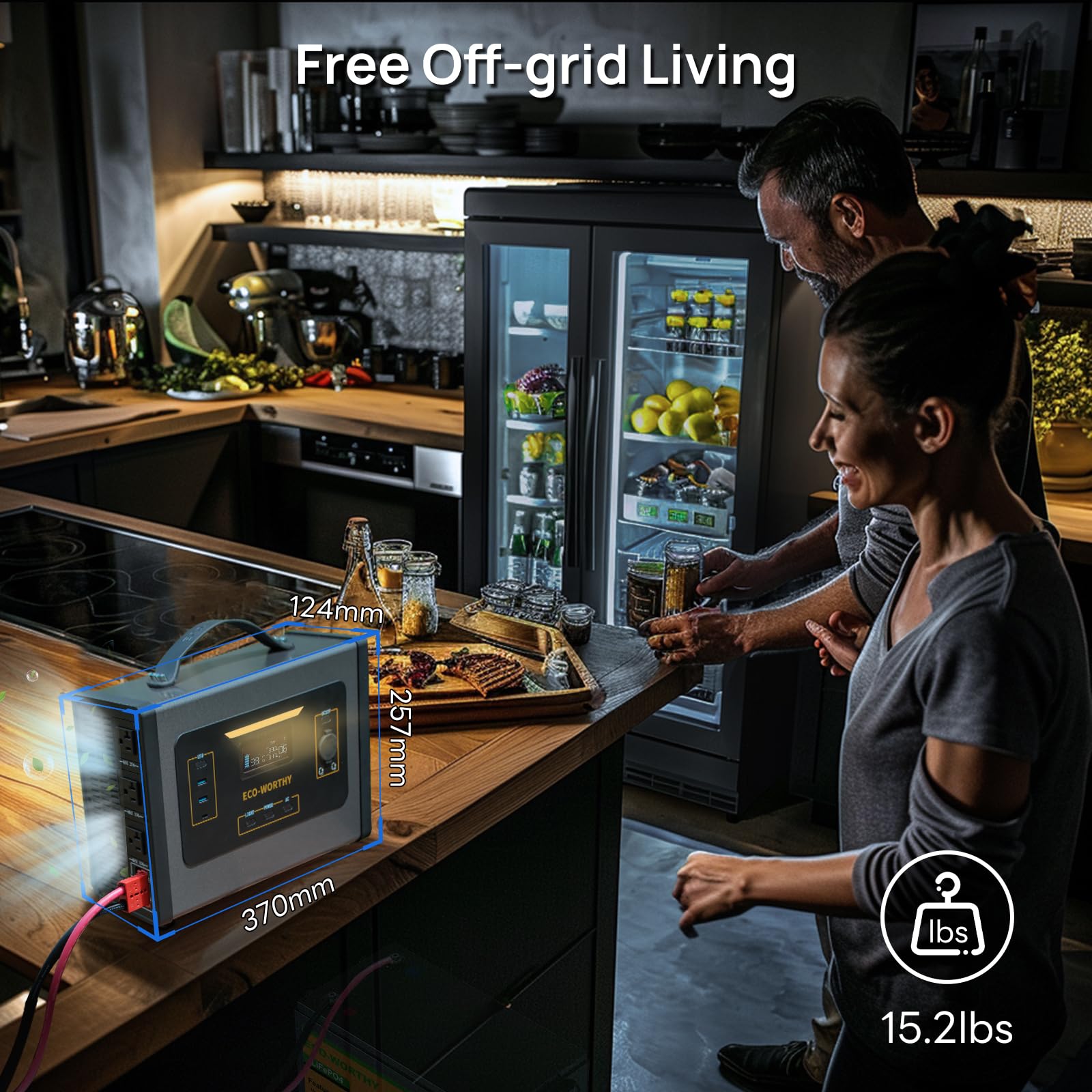 ECO-WORTHY 2000W Portable Inverter Charger,25A MPPT Solar Controller 500W Solar panles Input for 24V LiFePO4 Lithium Battery for RV Off-Grid Household Outdoor Camping - Image 5