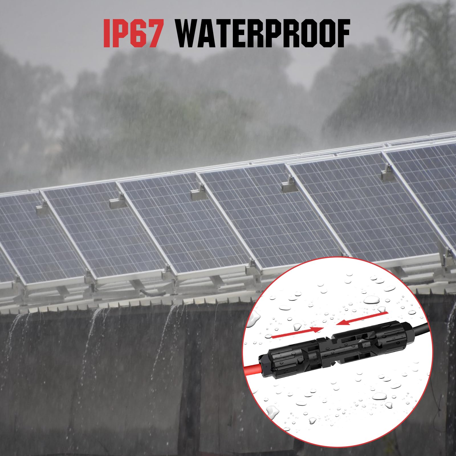 ECO-WORTHY 20FT 10AWG Solar Extension Cable 30A/1000V DC, IP67 Waterproof with Compatible Quick Connectors (Red+Black) for Solar Panels, Controllers, Off-Grid Systems - Image 7