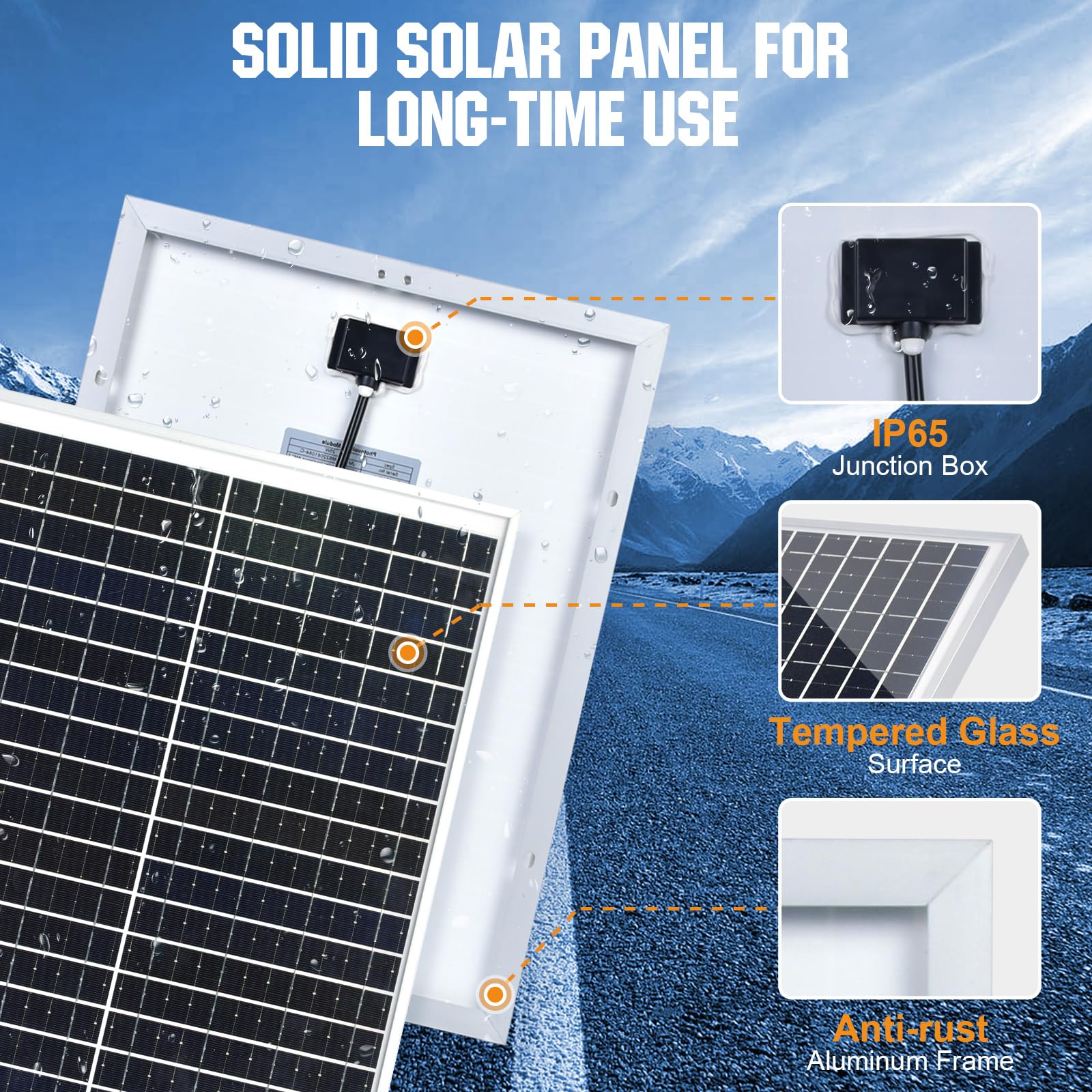 ECO-WORTHY 25W 12V Solar Battery Charger Trickle Maintainer, 25W Waterproof Solar Panel Kit + Adjustable Mount Bracket + Upgrade Controller,for 12V Batteries Cars RV Boat Motorcycle Marine - Image 7