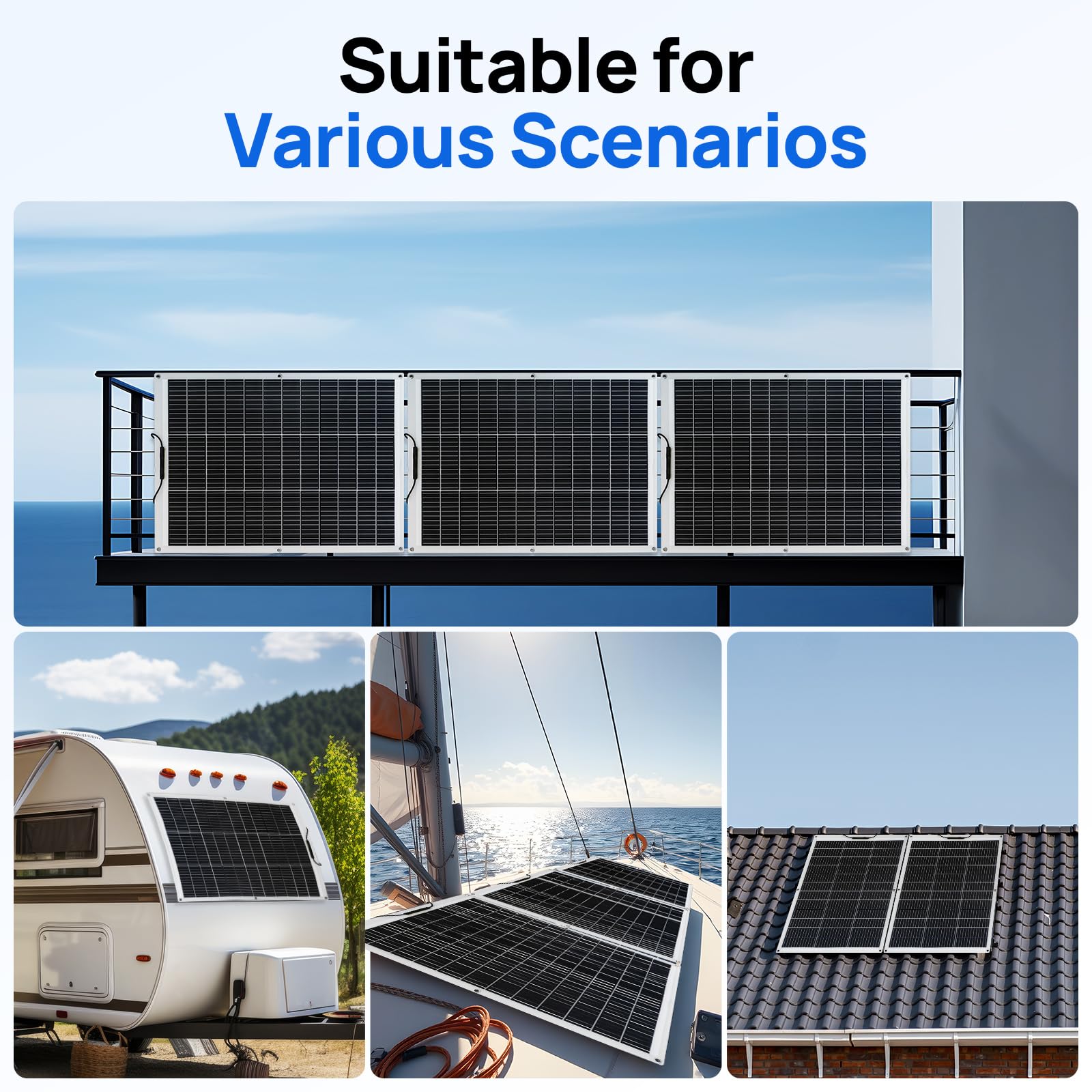 ECO-WORTHY 2pcs 130 Watt (260W) 12BB Flexible Solar Panels,23.5% High-Efficiency Waterproof Monocrystalline Lightweight Solar Panel for RV,Boats,Curved Surfaces,Roofs,Cabin - Image 4