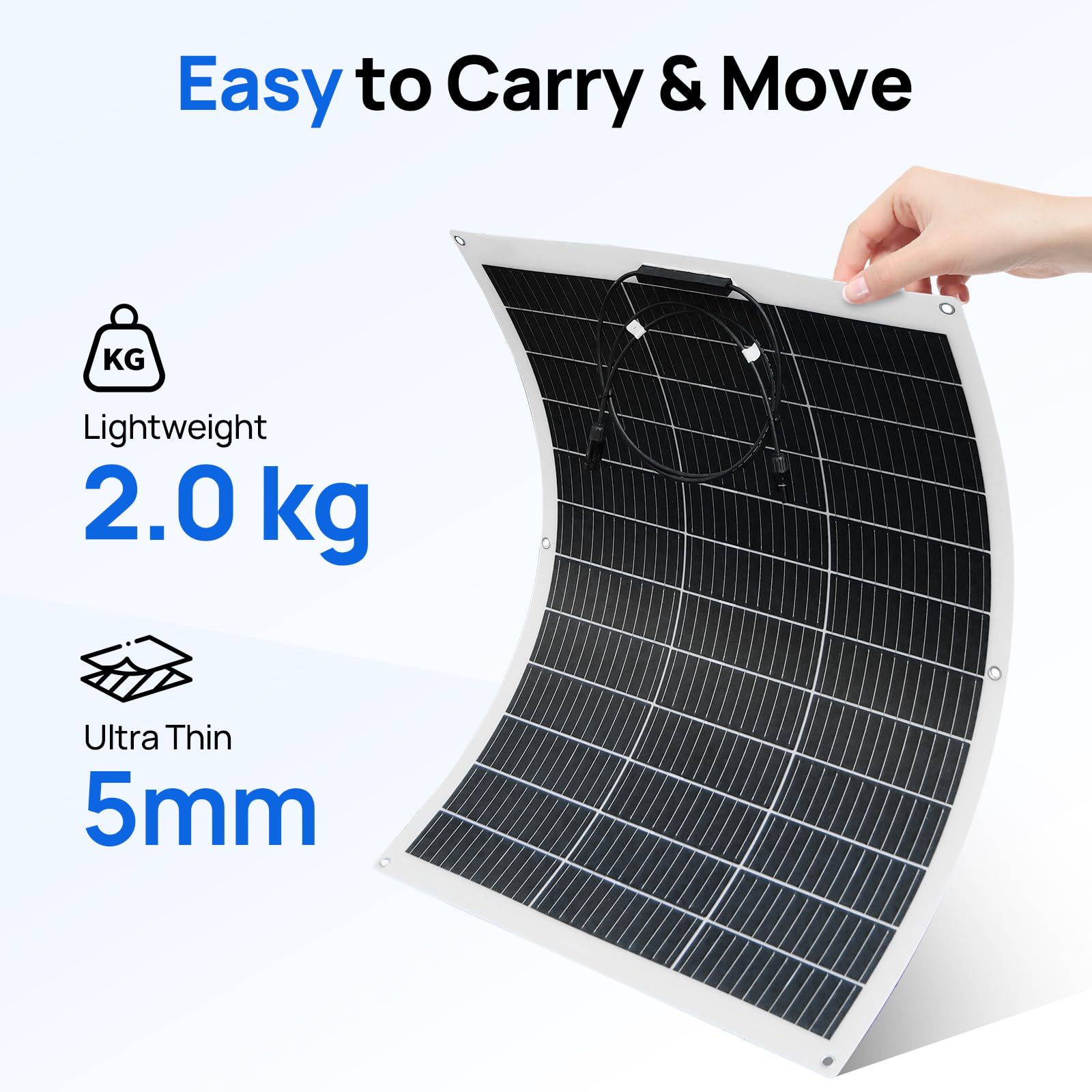 ECO-WORTHY 2pcs 130 Watt (260W) 12BB Flexible Solar Panels,23.5% High-Efficiency Waterproof Monocrystalline Lightweight Solar Panel for RV,Boats,Curved Surfaces,Roofs,Cabin - Image 5
