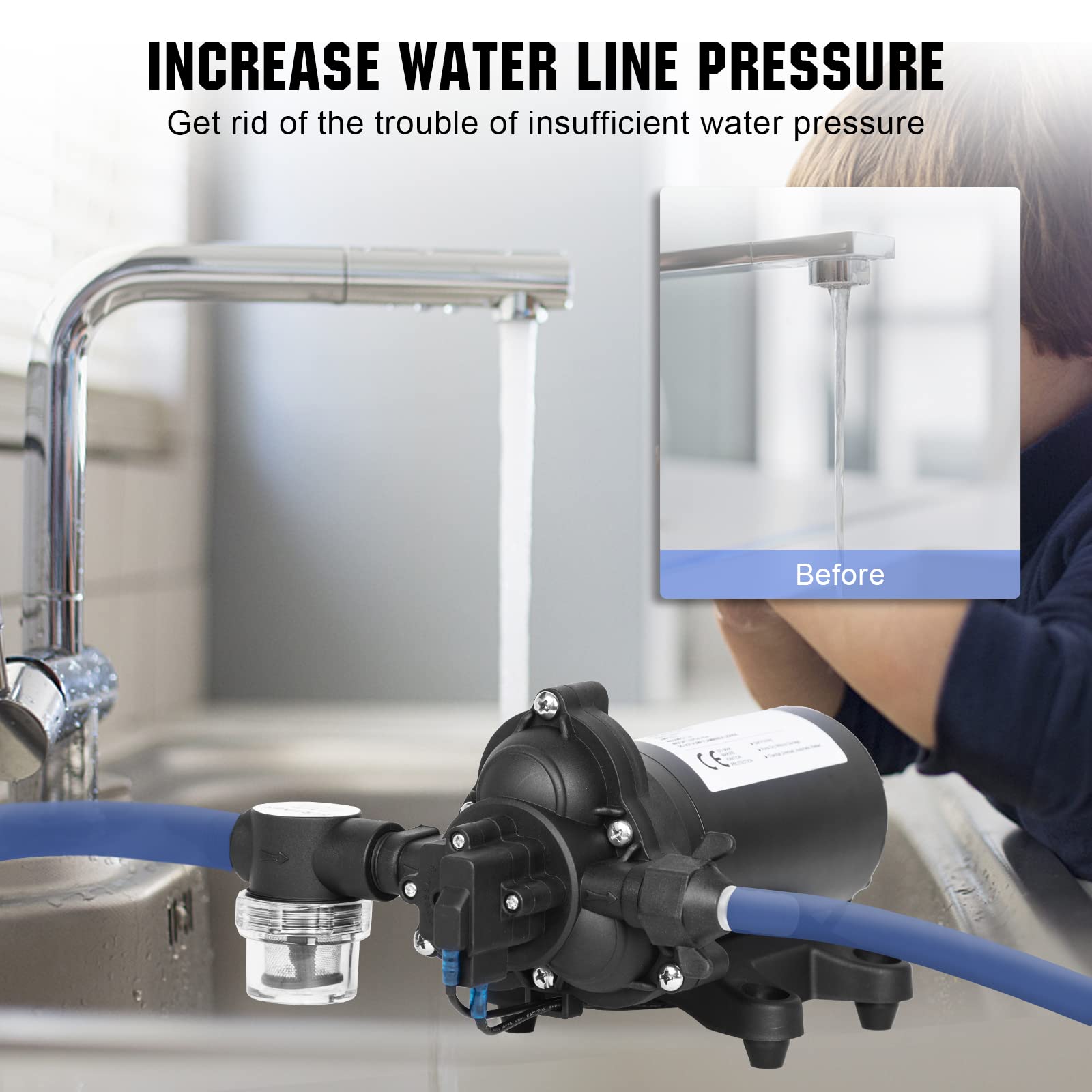 ECO-WORTHY 33-Series Industrial Water Pressure Pump 110V AC 4.0GPM 50PSI RV Fresh Water Diaphragm Pump include Garden Hose Adapters for Irrigation Marine Boat Sprinkler Faucet - Image 5