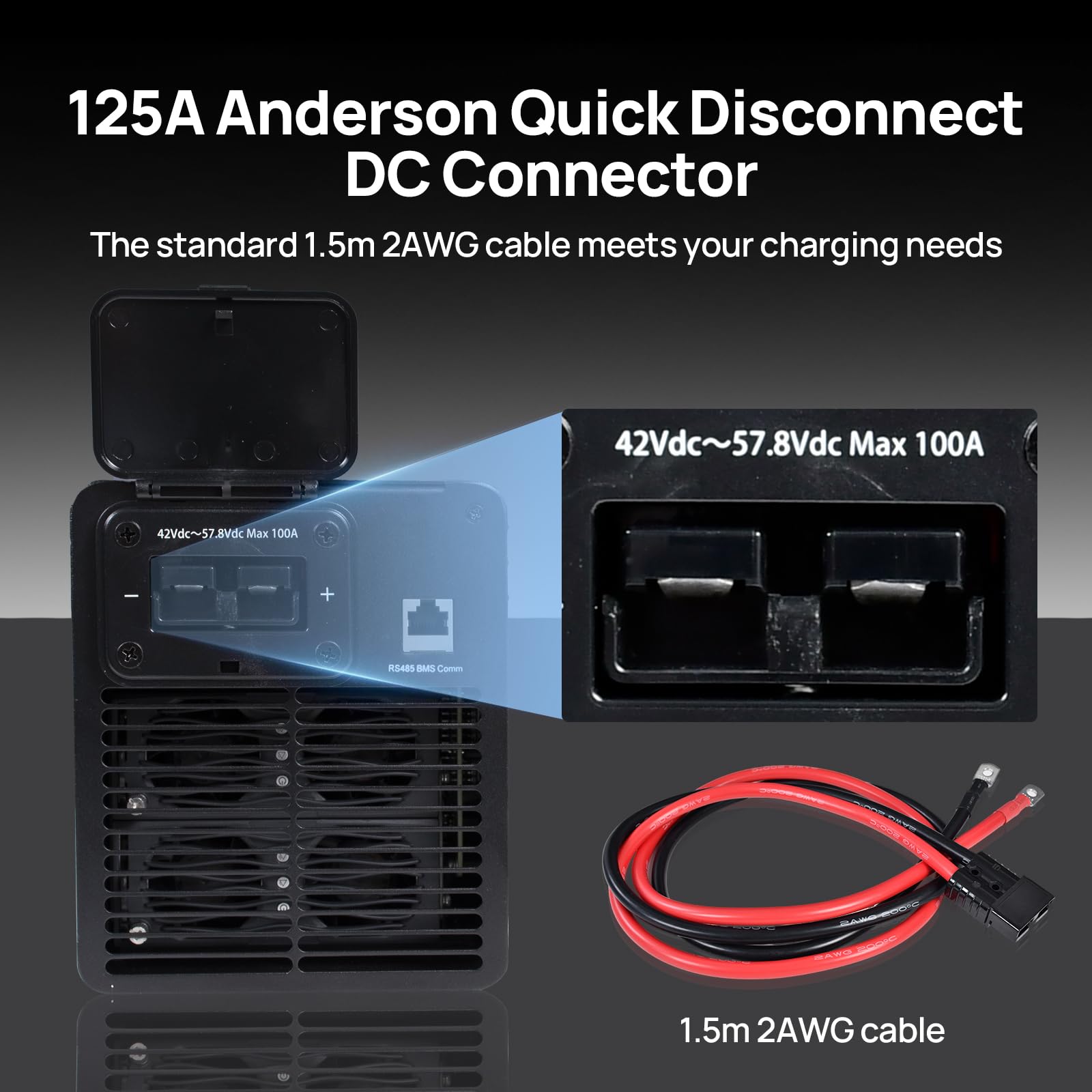 ECO-WORTHY 48V 100A Battery Charger for LiFePO4, Suitable for 120/240V Generators Fast Charging, Compatible with ECO-WORTHY 48V 100Ah Server Rack Battery, 2-100A Current Adjustable - Image 5