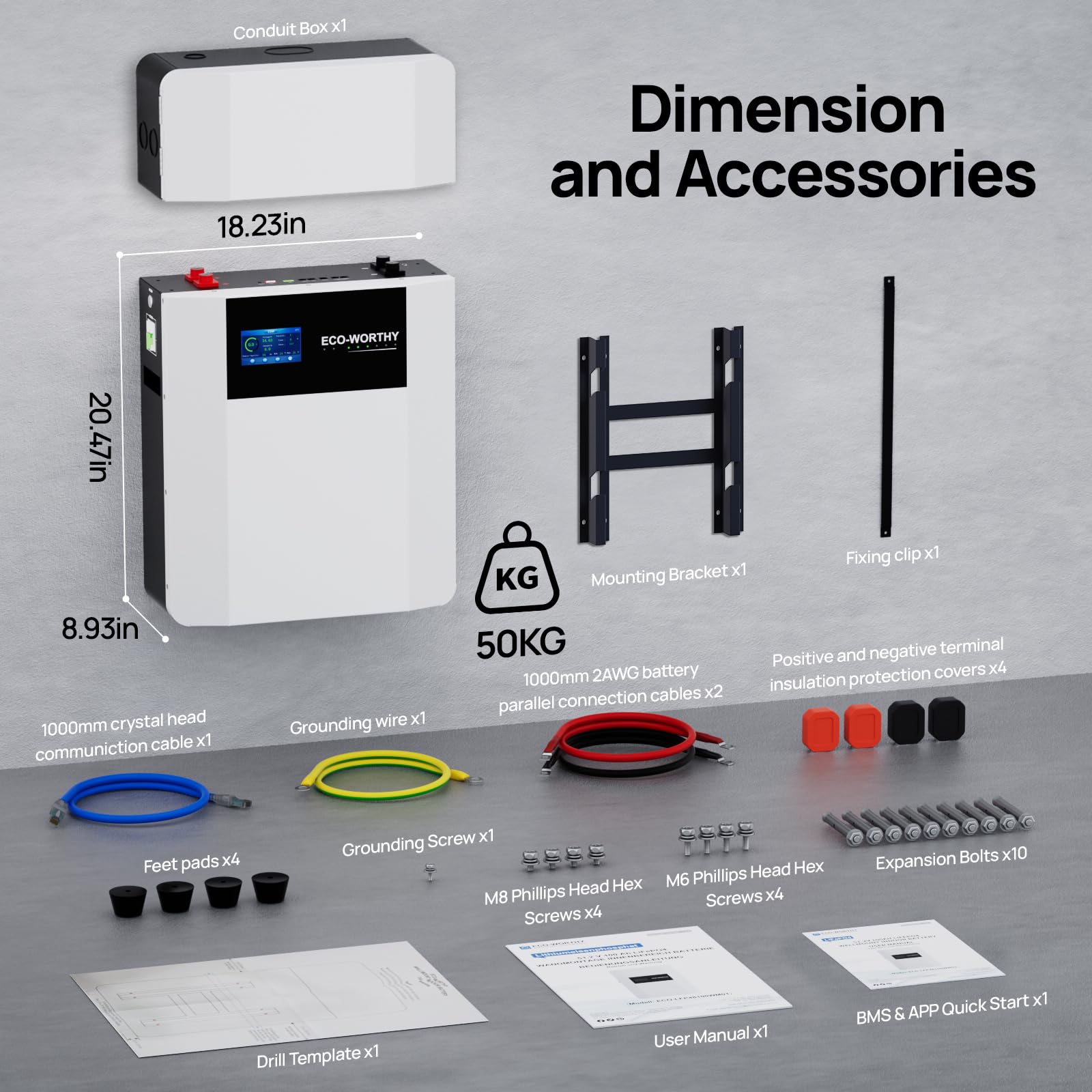ECO-WORTHY Home Power Backup Station, 10240Wh Wall-Mount LiFePO4 Battery with Conduit Box, Bluetooth & WiFi + 10000W Solar Inverter Charger, Fast Charge, Home Backup & Solar System - Image 9