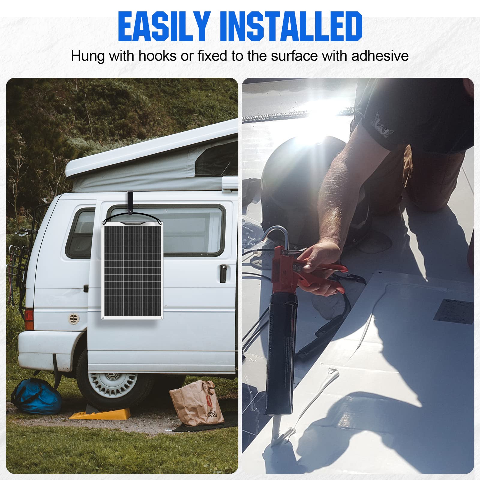 ECO-WORTHY 8pcs 130Watt 12 Volt (1040W) Flexible Solar Panels Waterproof Monocrystalline Lightweight Solar Panel for RV, Boats, Cabin, Roofs, Curved Surfaces - Image 6