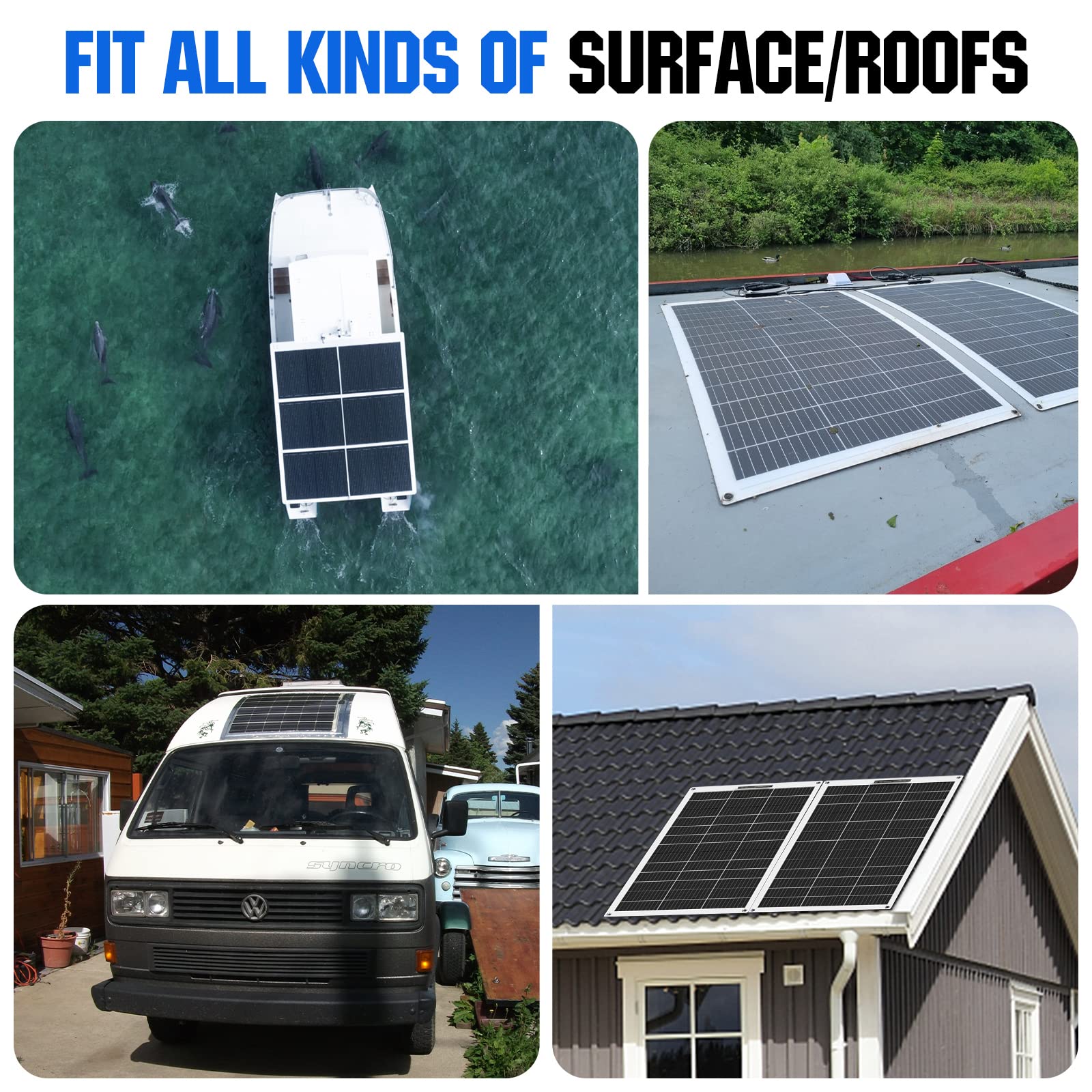 ECO-WORTHY 8pcs 130Watt 12 Volt (1040W) Flexible Solar Panels Waterproof Monocrystalline Lightweight Solar Panel for RV, Boats, Cabin, Roofs, Curved Surfaces - Image 7