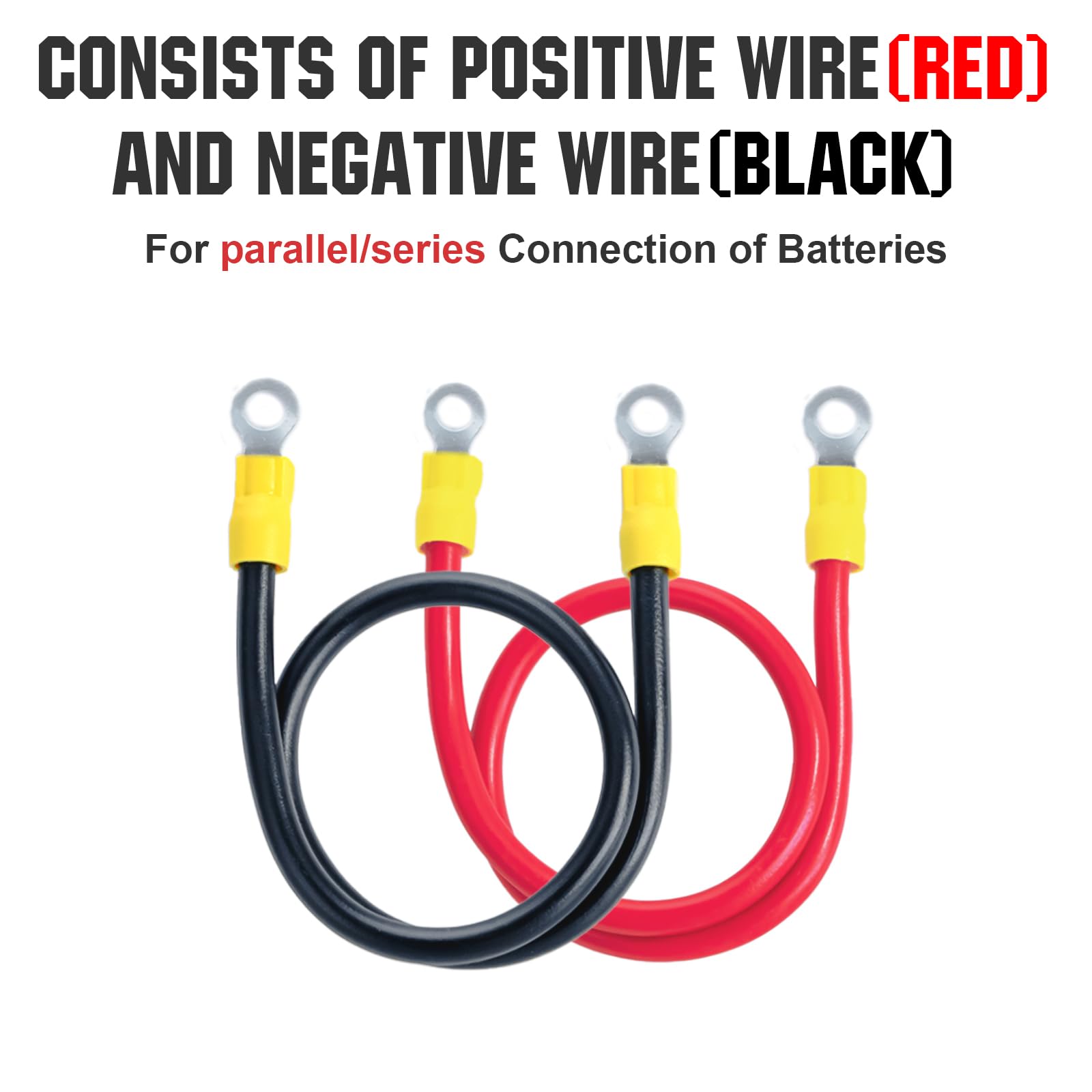 ECO-WORTHY 9AWG Battery Cable with 13/64'' Lug Terminals 12inch Cables Set Tinned Copper Battery Inverter Cable for Car, Truck, RV, Solar - Image 4