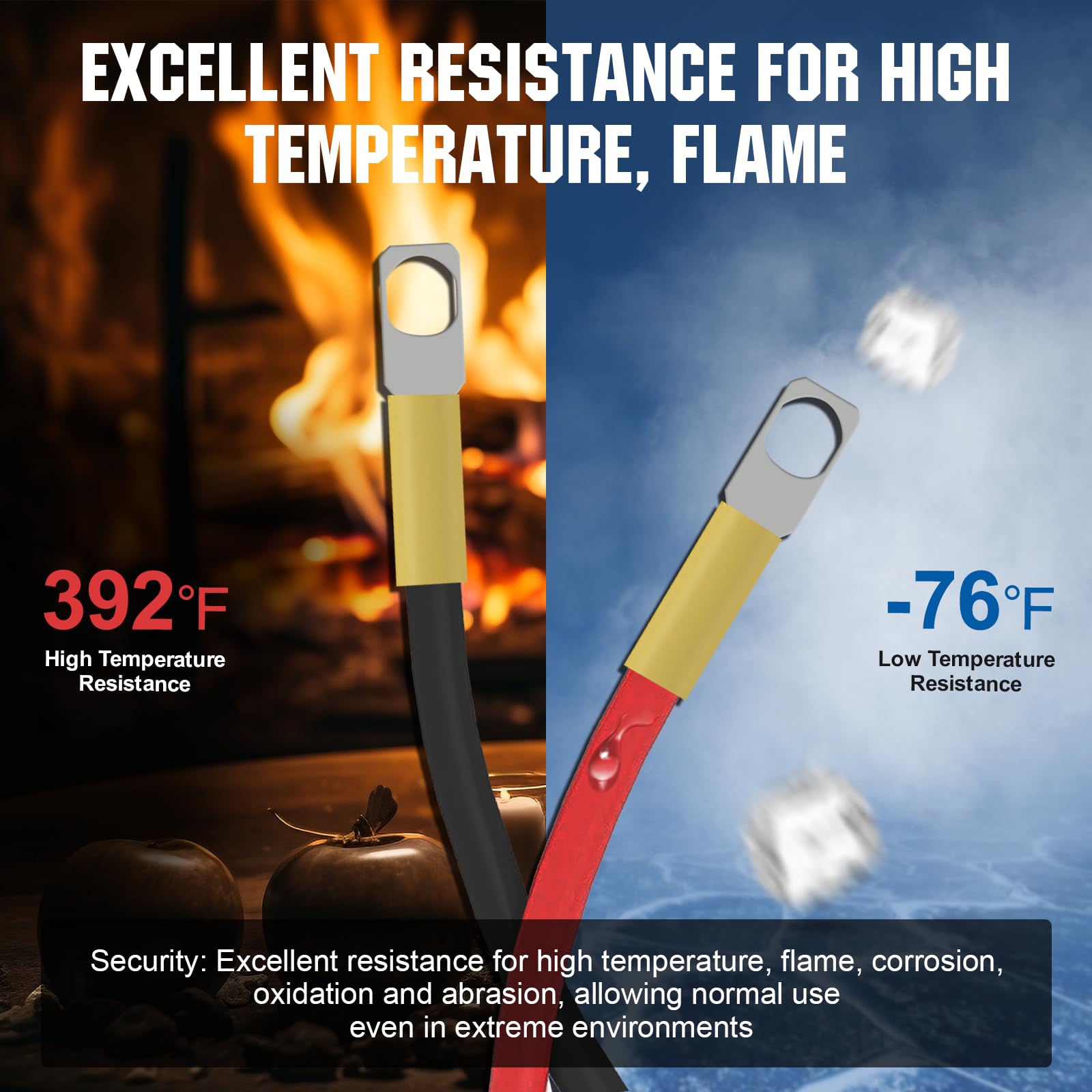 ECO-WORTHY 9AWG Battery Cable with 13/64'' Lug Terminals 12inch Cables Set Tinned Copper Battery Inverter Cable for Car, Truck, RV, Solar - Image 8