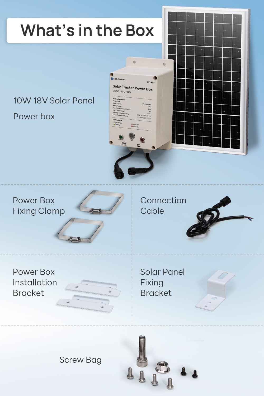 ECO-WORTHY Power Box for Solar Tracker System IP65 Waterproof: 10W Monocrystalline Solar Panel + 6AH 12V LiFePO4 Battery with 3000+ Cycles and BMS Protection Plug and Play for Garden and Outdoor - Image 6