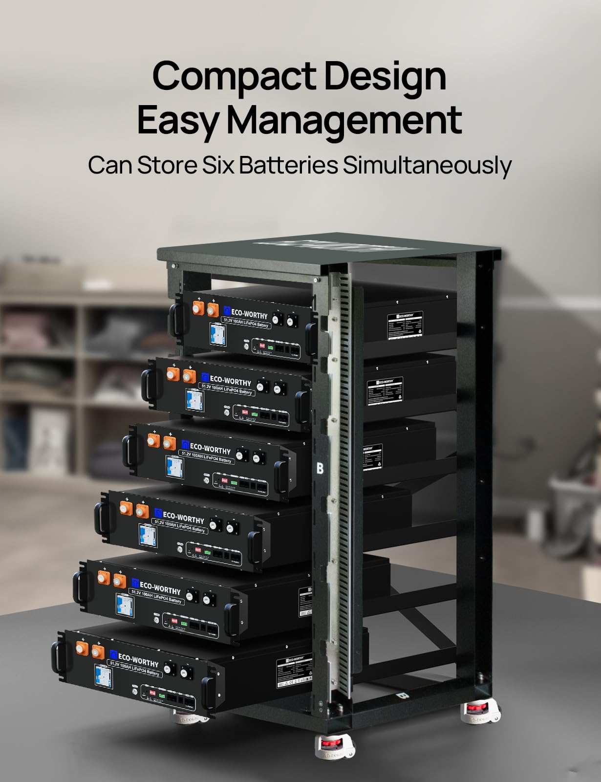 ECO-WORTHY RACK6 V2, 6-Layer Server Rack with 600A Busbar, Compatible with All ECO-WORTHY Rack Battery Versions - Image 8