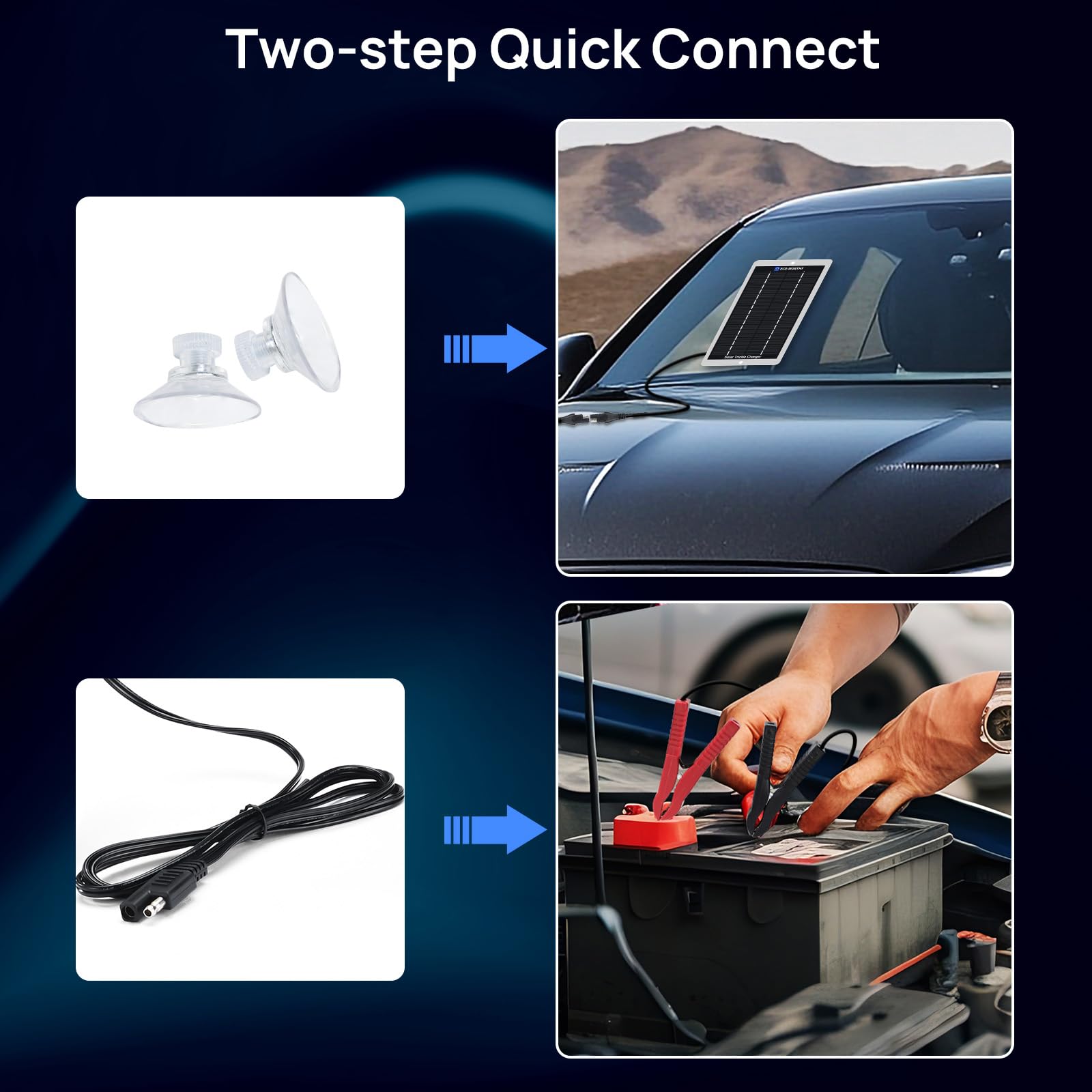 ECO-WORTHY Solar Battery Charger 12 Volt Waterproof Portable Power Solar Panel Solar Trickle Car Battery Charger Maintainer for Car Truck Boat RV Motorcycle Marine Trailer Battery，Plug and Play - Image 7