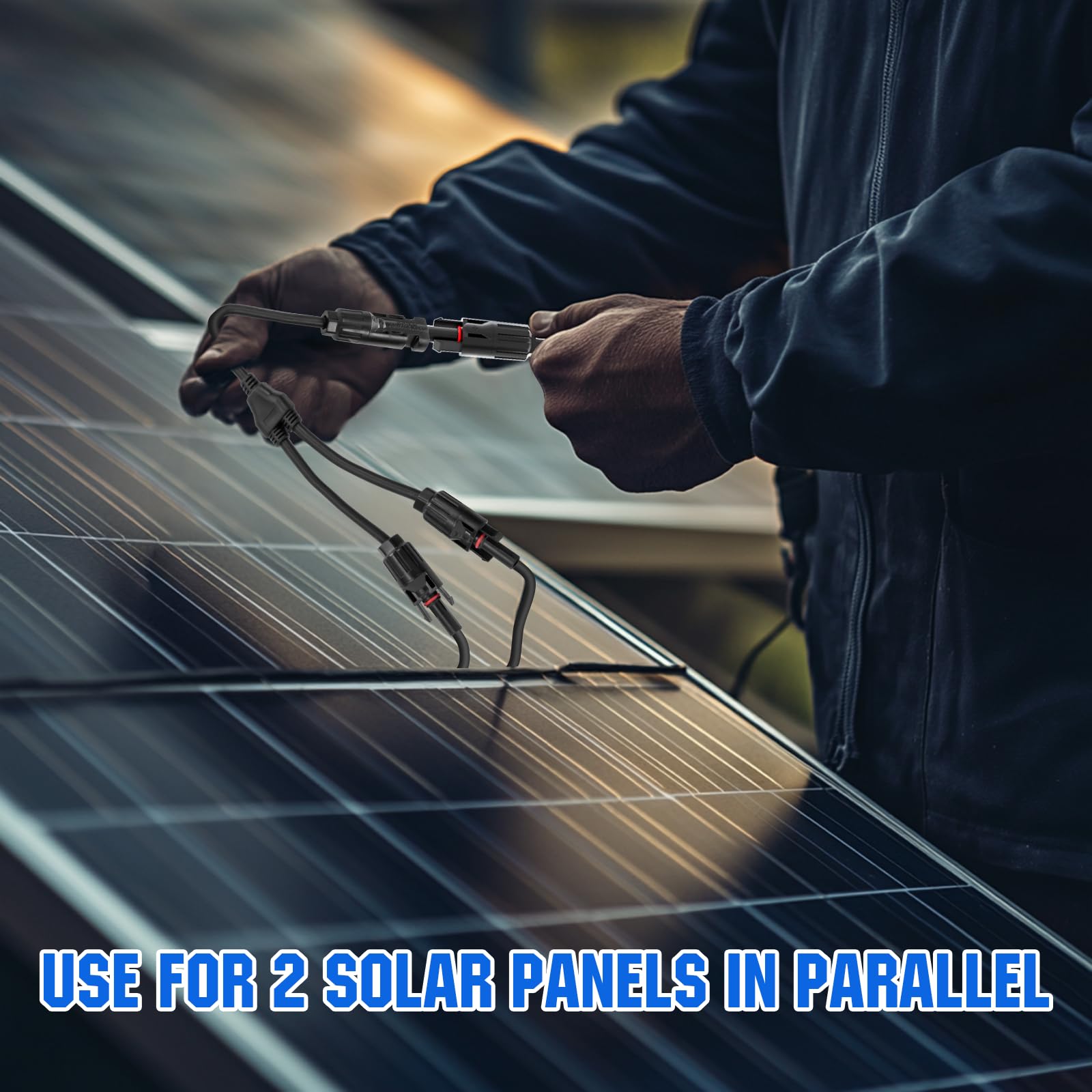 ECO-WORTHY Solar Connectors Y Branch Parallel PV Adapter Cable Wire Plug Tool Kit for Solar Panel(M/FF+F/MM) - Image 5