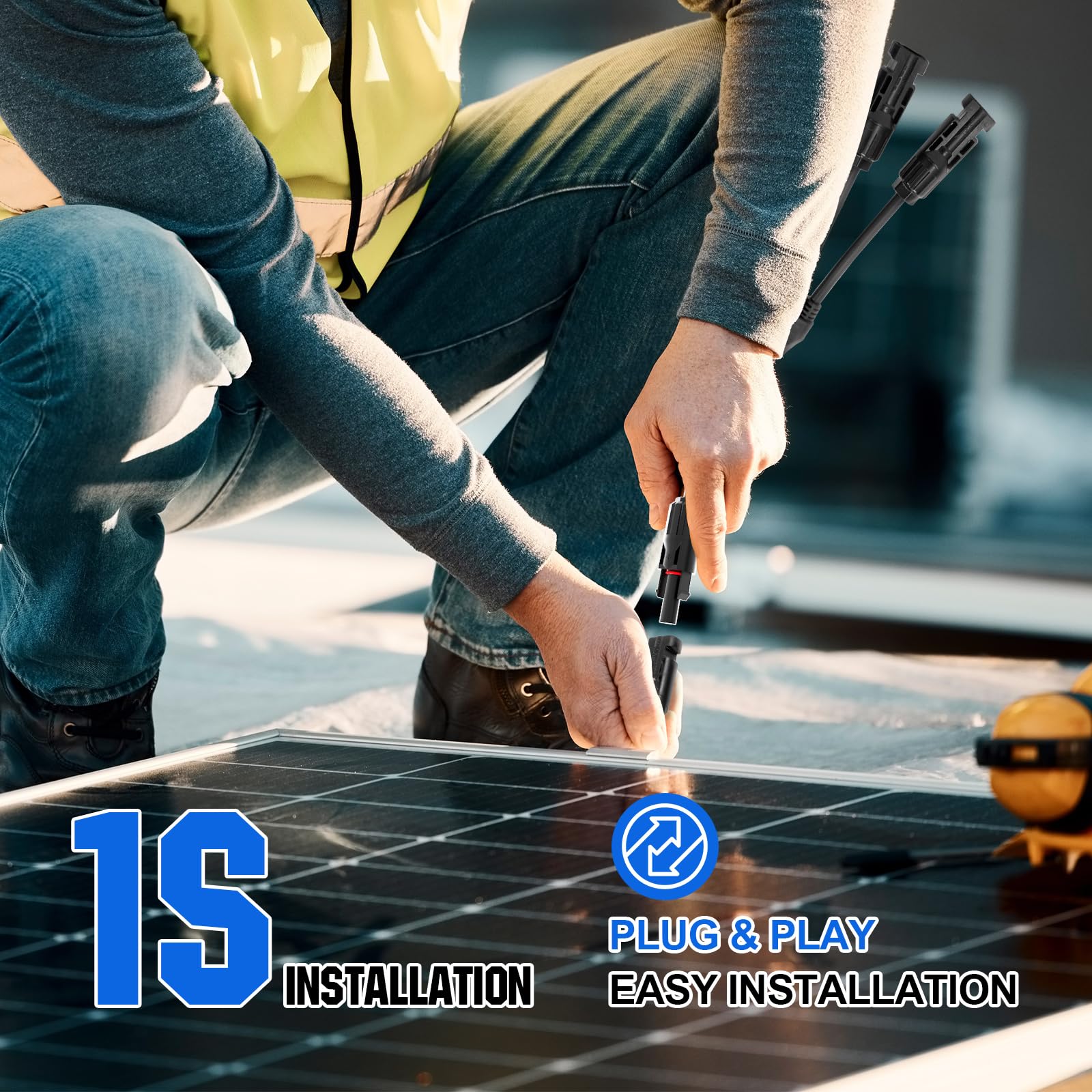 ECO-WORTHY Solar Connectors Y Branch Parallel PV Adapter Cable Wire Plug Tool Kit for Solar Panel(M/FF+F/MM) - Image 7