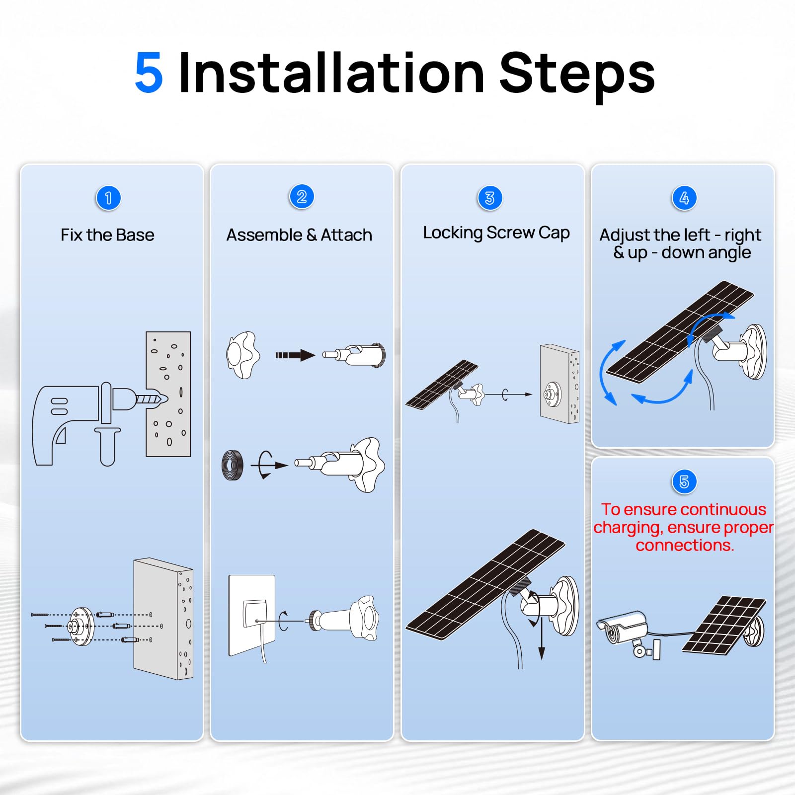 ECO-WORTHY Solar Panel for Ring Camera Outdoor Wireless, 5W Fast Charging Compatible with Rings Spotlight & All-New Stick Up Outdoor Cam with USB-C & Barrel Plug, USB C Solar Panel 5V, 9.8ft Cable（3m） - Image 9