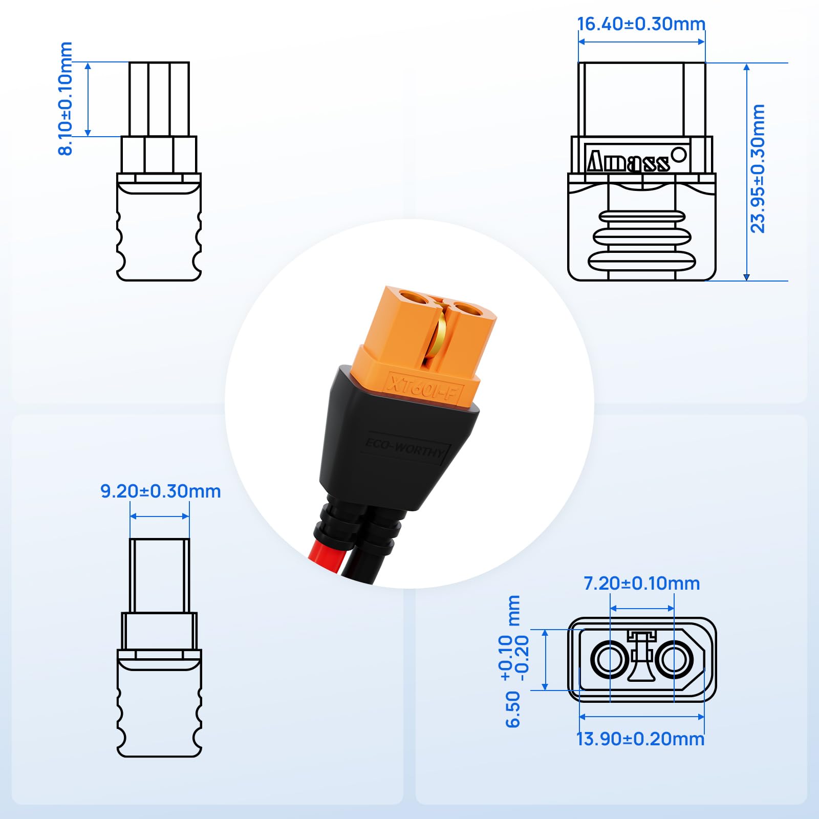 ECO-WORTHY Solar to XT60i Cable 12AWG 10FT Extension Cable Solar Connector to XT60i Adapter Cable for Portable Power Station LiFePO4 Battery - Image 4