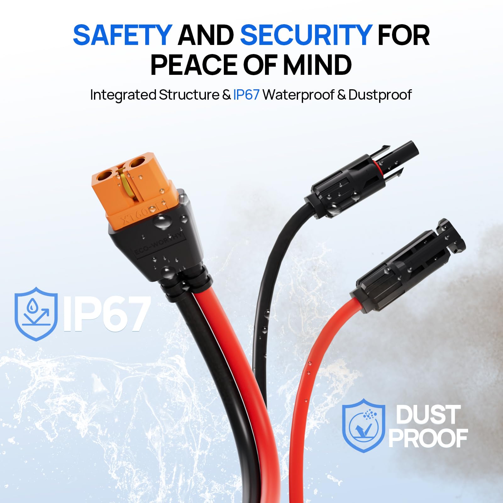 ECO-WORTHY Solar to XT60i Cable 12AWG 10FT Extension Cable Solar Connector to XT60i Adapter Cable for Portable Power Station LiFePO4 Battery - Image 6