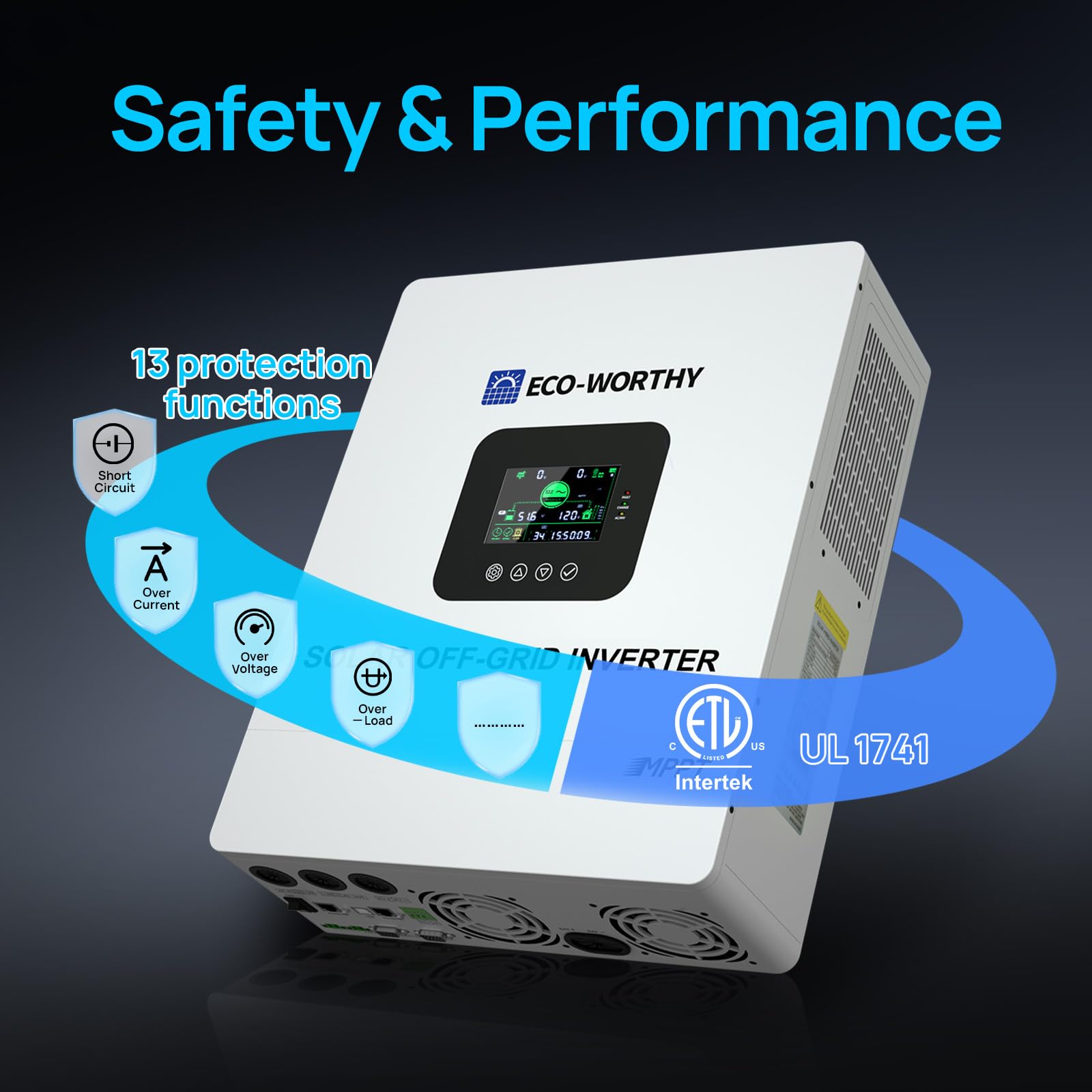 ECO-WORTHY UL1741 5000W 48V Solar Inverter Charger with WiFi, 48V DC to 120V AC,Inversor Solar Built in 100A MPPT Solar Charge Controller,40A AC Charger,Work with Lead Acid/LiFePO4,Home Backup - Image 9