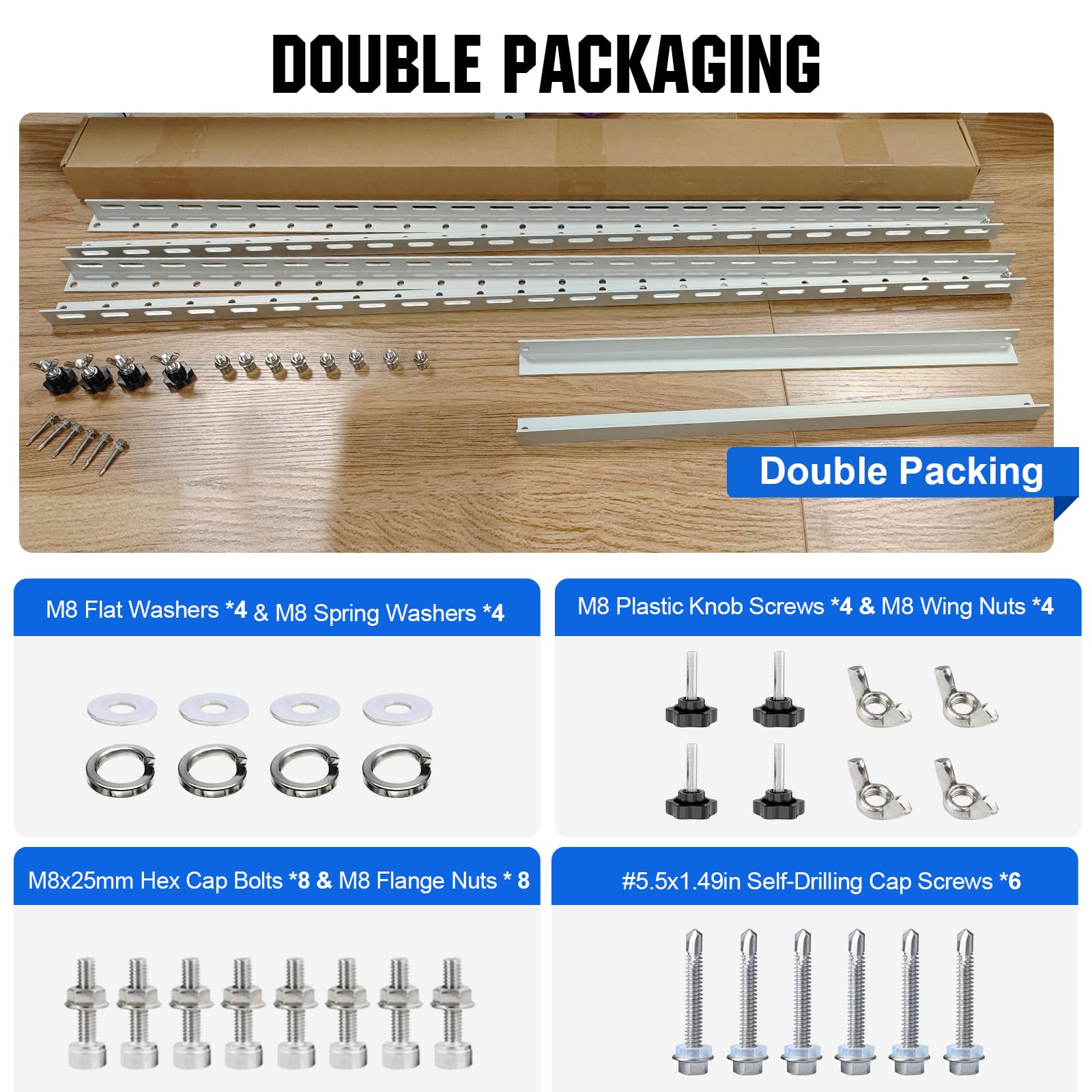 ECO-WORTHY Upgraded 45in Solar Panel Mount Brackets, with Foldable Tilt Legs, Suitable for 2pcs 100W/1pcs 200W 300W 400W Solar Panels,Adjustable Mounting Brackets Kits for RV, Roof, Boat, and Off-Grid - Image 9