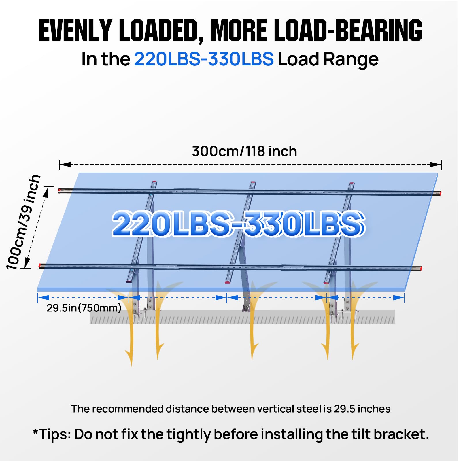 ECO-WORTHY Upgraded Solar Ground Mount Adjustable Multi-Pieces Solar Panel Mounting Brackets Kit System for 4pcs 200W/3pcs 300W/2pcs 400W Solar Panels for Ground,Open Space, Cabins and Backyard Sheds - Image 3