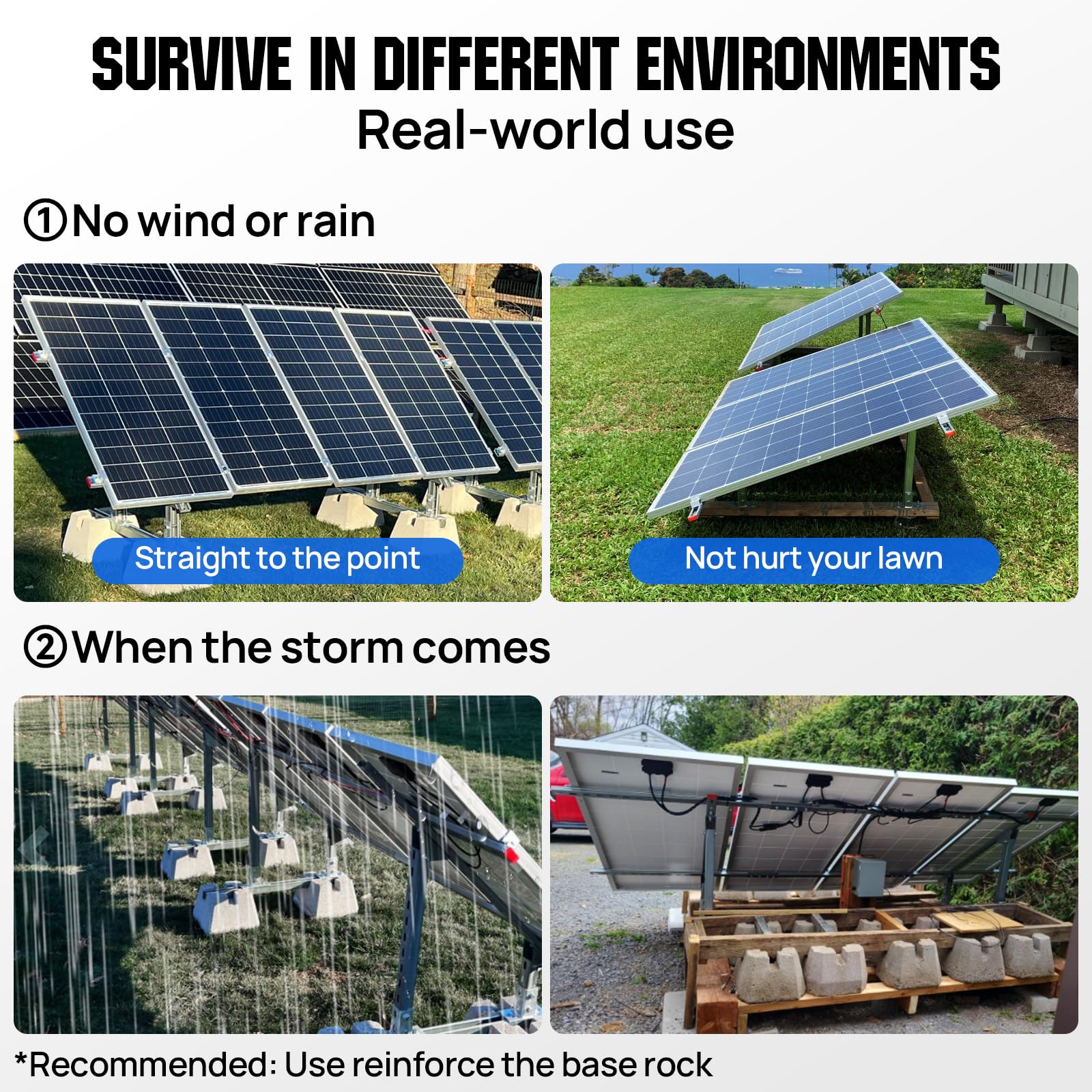 ECO-WORTHY Upgraded Solar Ground Mount Adjustable Multi-Pieces Solar Panel Mounting Brackets Kit System for 4pcs 200W/3pcs 300W/2pcs 400W Solar Panels for Ground,Open Space, Cabins and Backyard Sheds - Image 5