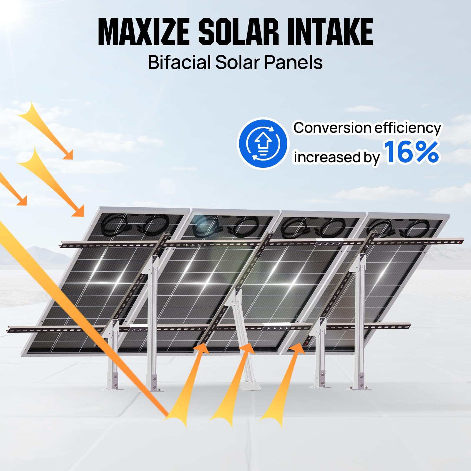 ECO-WORTHY Upgraded Solar Ground Mount Adjustable Multi-Pieces Solar Panel Mounting Brackets Kit System for 4pcs 200W/3pcs 300W/2pcs 400W Solar Panels for Ground,Open Space, Cabins and Backyard Sheds - Image 8